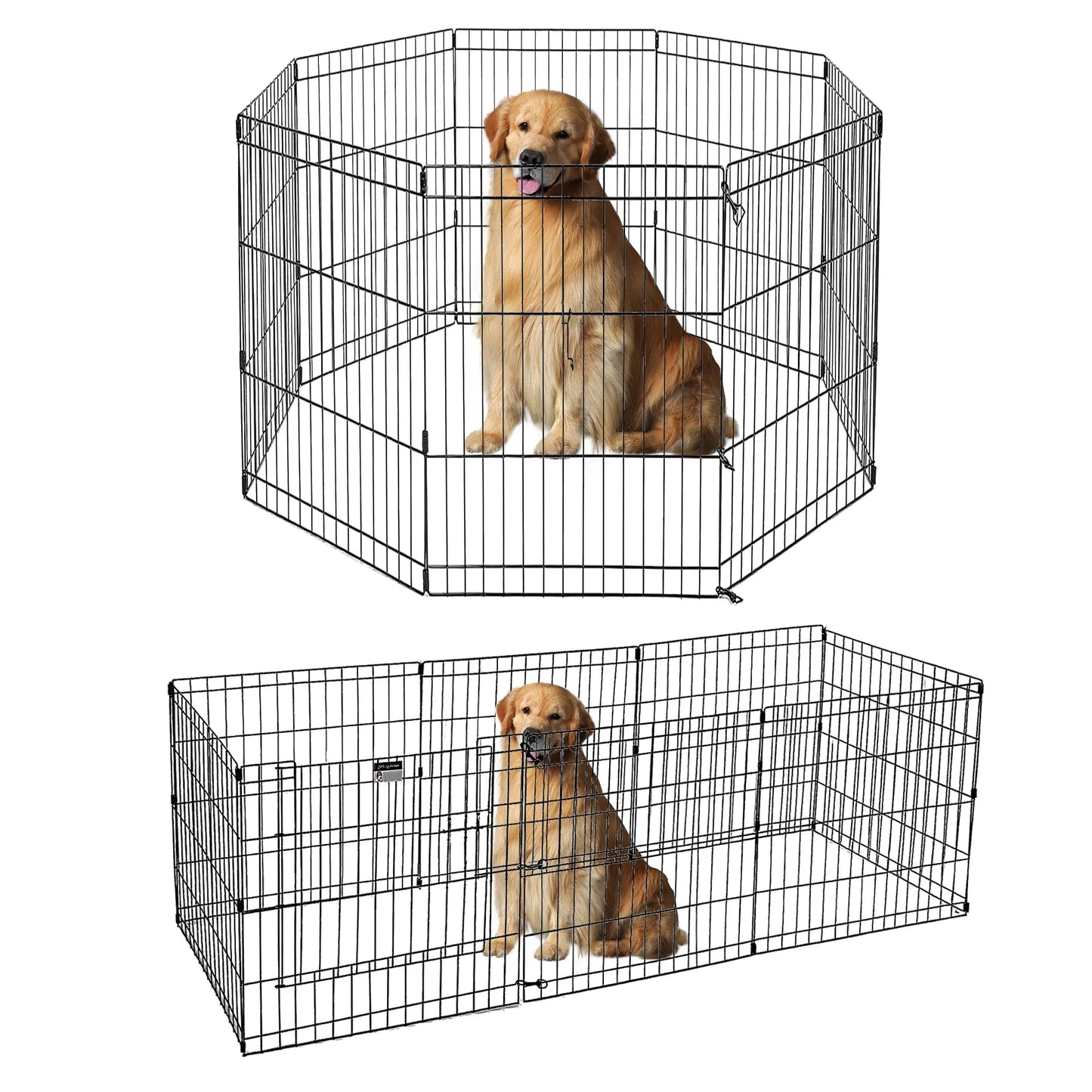 Foldable Metal Dog Playpen Indoor Outdoor Fence with Doors