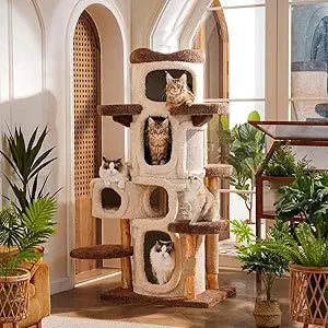 MKDK Luxury Natural Cat Tree Indoor Multi Level Tower