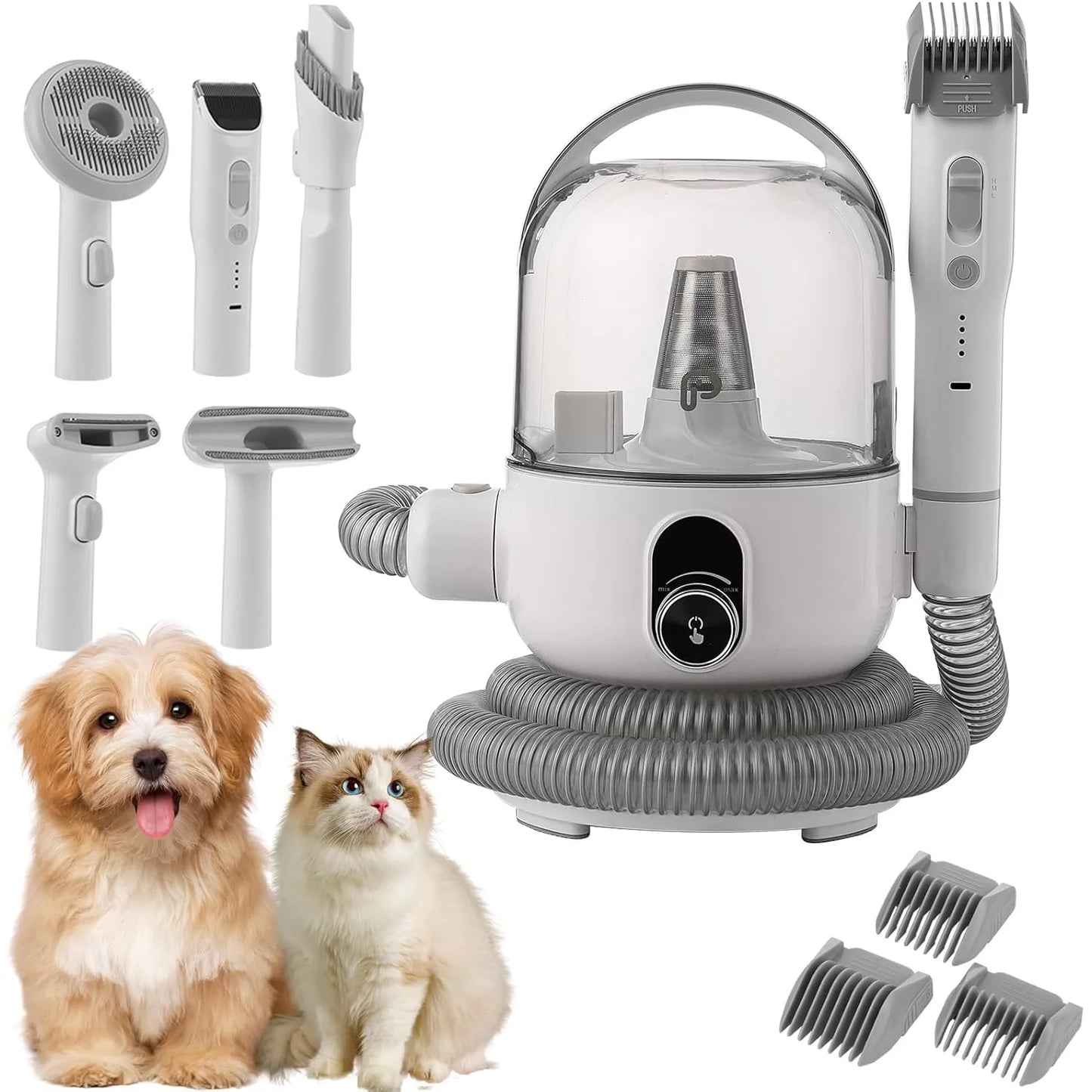 DishyKooker Pet Grooming Kit With Vacuum Suction And Tools For Mess Free Hair Cleanup