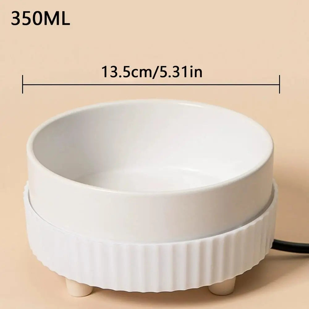 Premium Heated Cat Water Bowl With Rechargeable Heating Technology CeramicMaterial