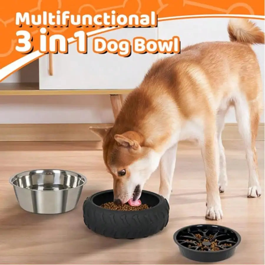 3-In-1 Slow Feed Dog Bowl With Non-Slip Suction
