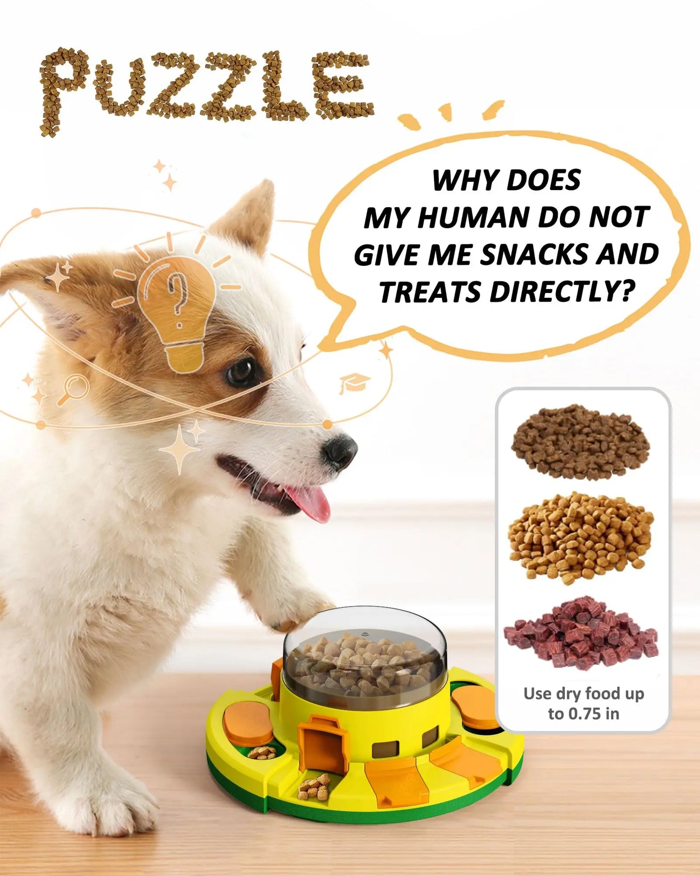 Interactive Puzzle Dog Toy With Slow Feeder Dispenser