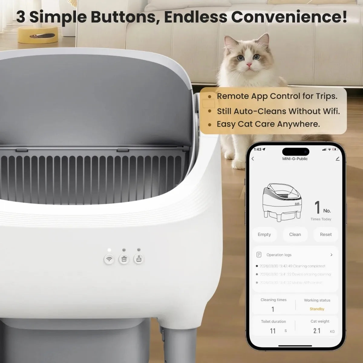 Automatic Smart Self Cleaning Cat Litter Box App Control