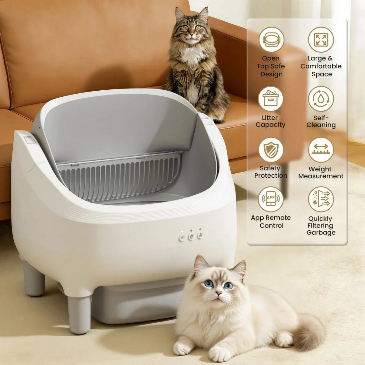 Automatic Smart Self Cleaning Cat Litter Box App Control