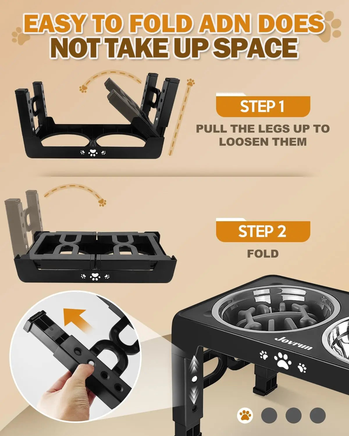 Adjustable Elevated Dog Bowl Slow Feeder With Stainless Steel Stand