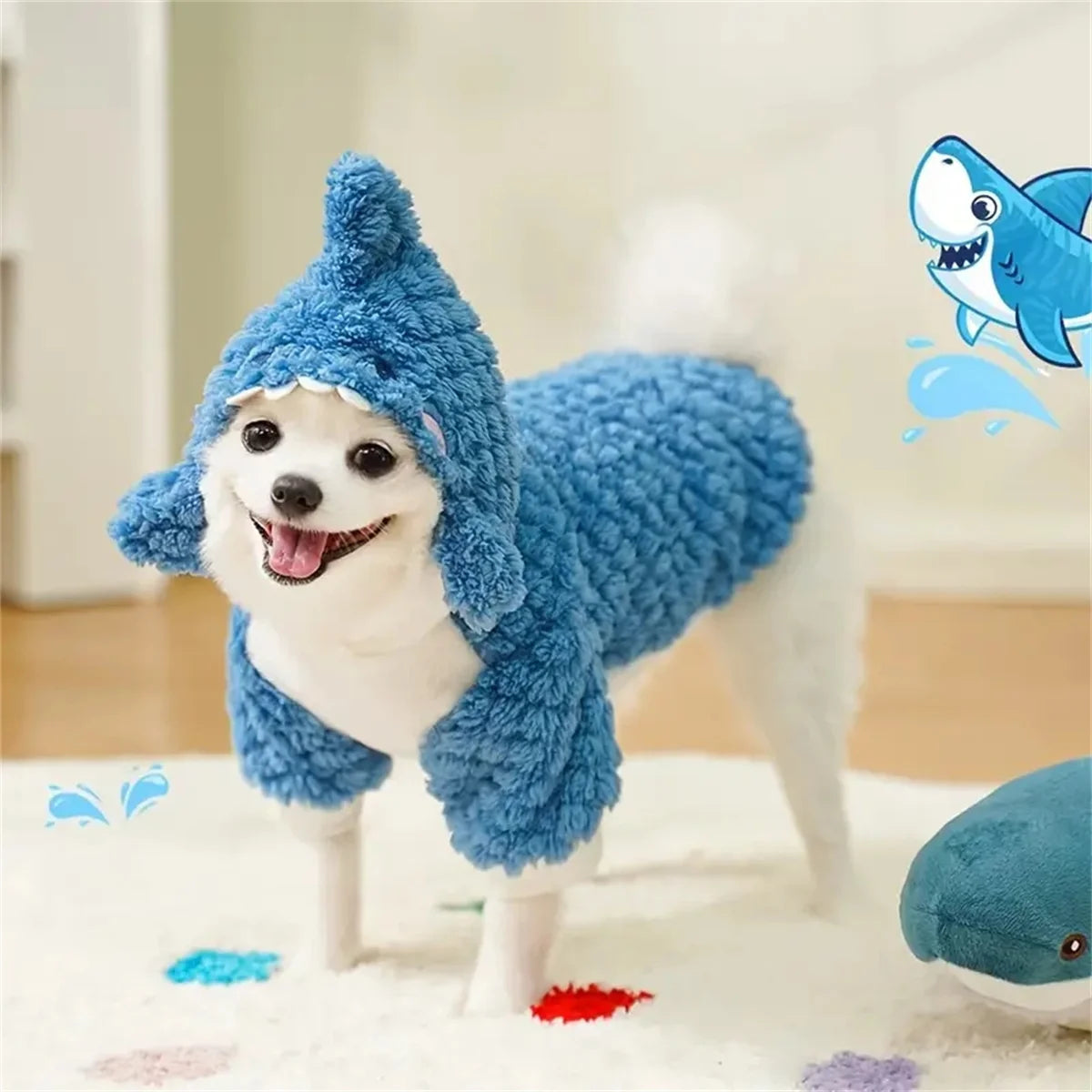 Cozy Shark Pet Hoodie Fleece Sweater For Dogs And Cats