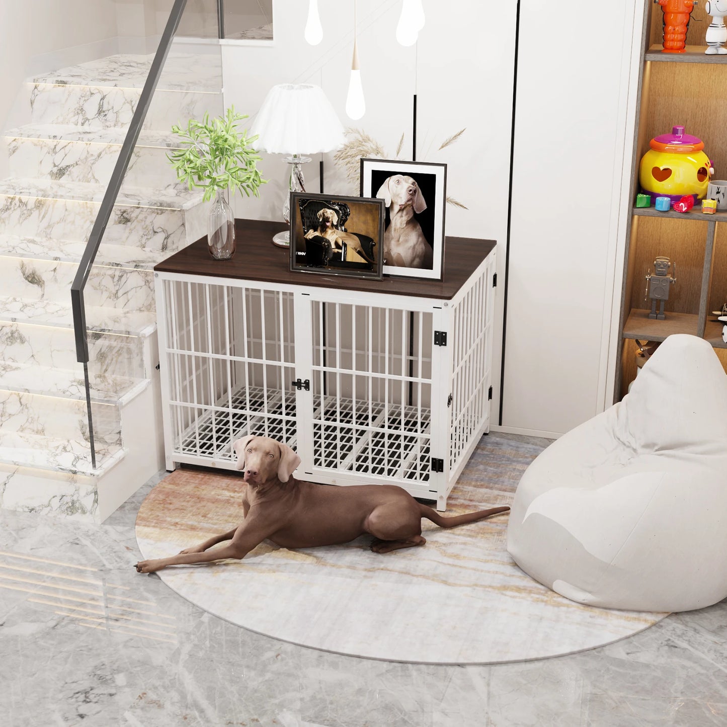 BINGOPAW Dog Crate Furniture End Table Kennel With Removable Tray