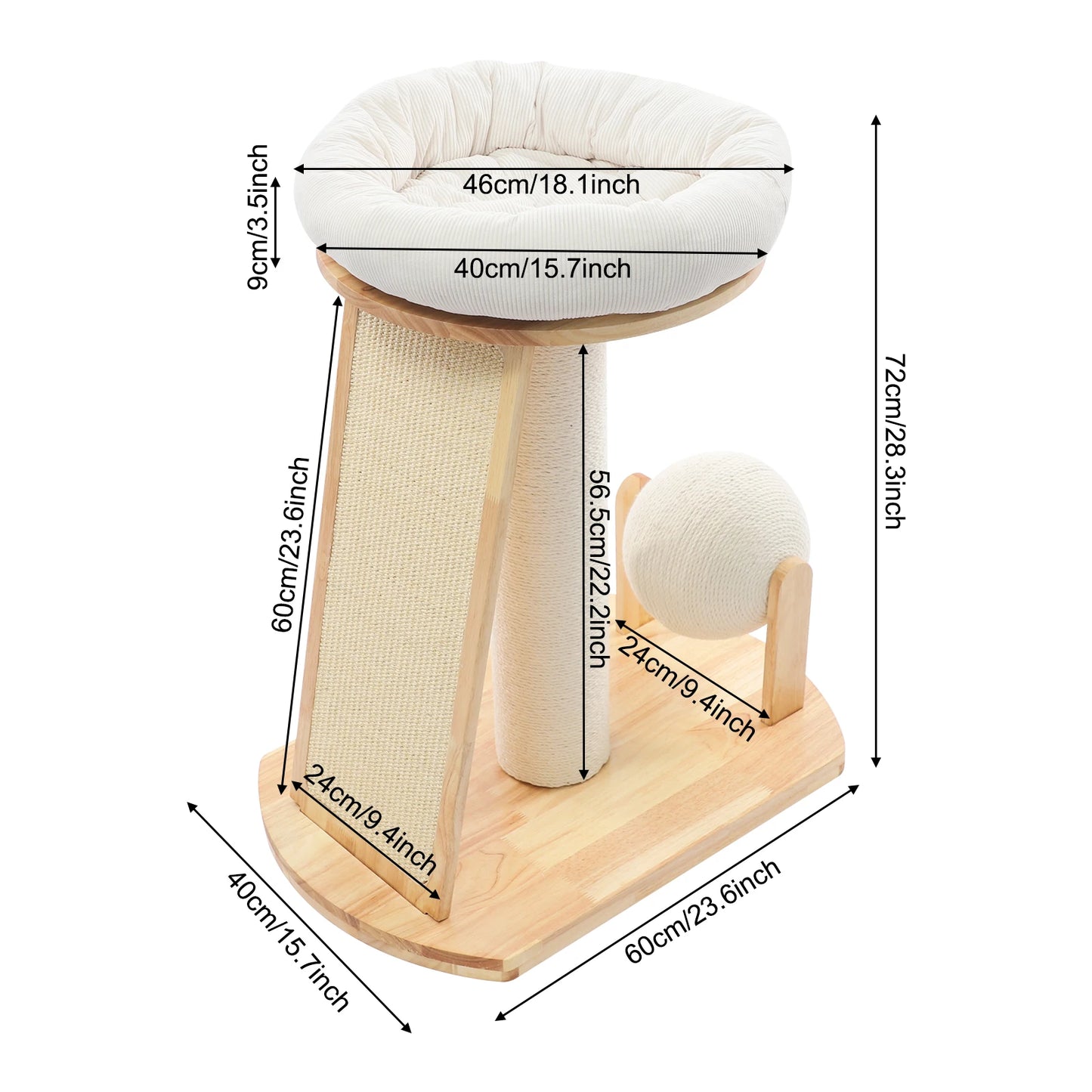 Sichuan Wood Cat Tree With Space Capsule And Scratching Pad
