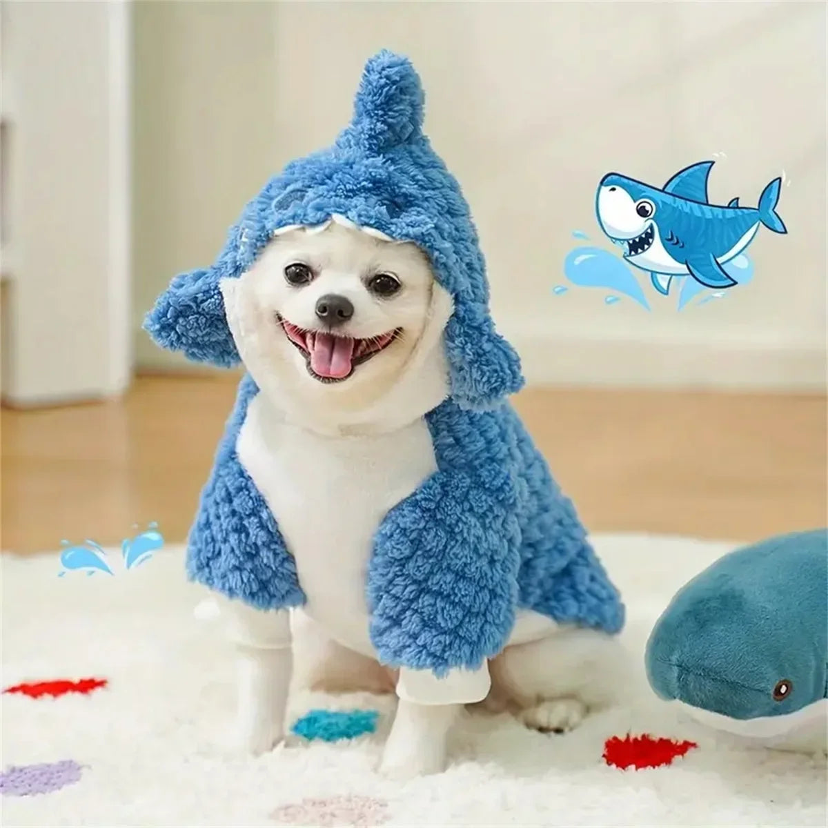 Cozy Shark Pet Hoodie Fleece Sweater For Dogs And Cats