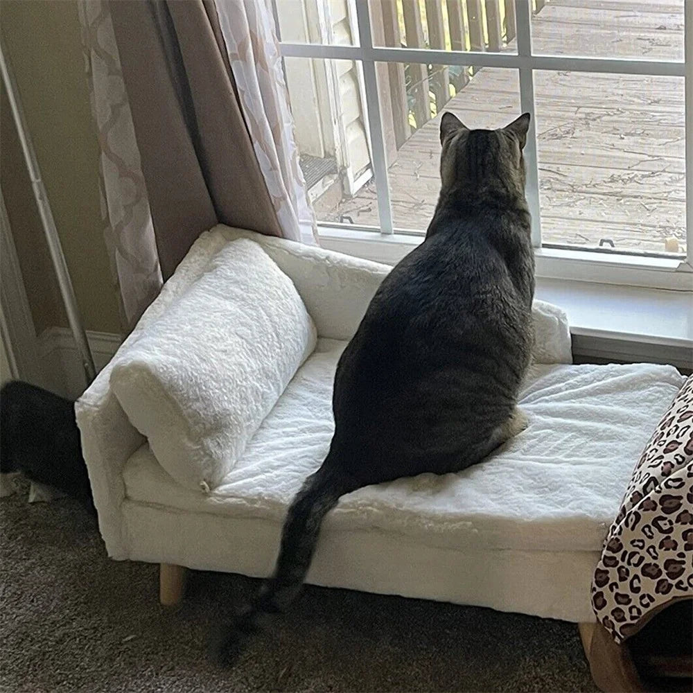 BORWARTCN Premium ErgonomicallyContoured Elevated Dog Sofa Bed With Backrest Deluxe