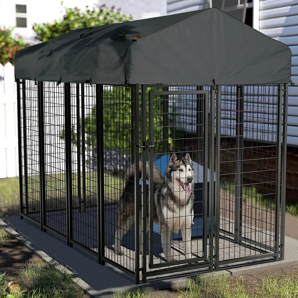 Outdoor Dog Kennel Enclosure With Roof And Cover