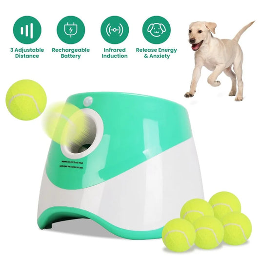 Automatic Dog Ball Launcher 6 Tennis Balls Interactive Fetch Toy