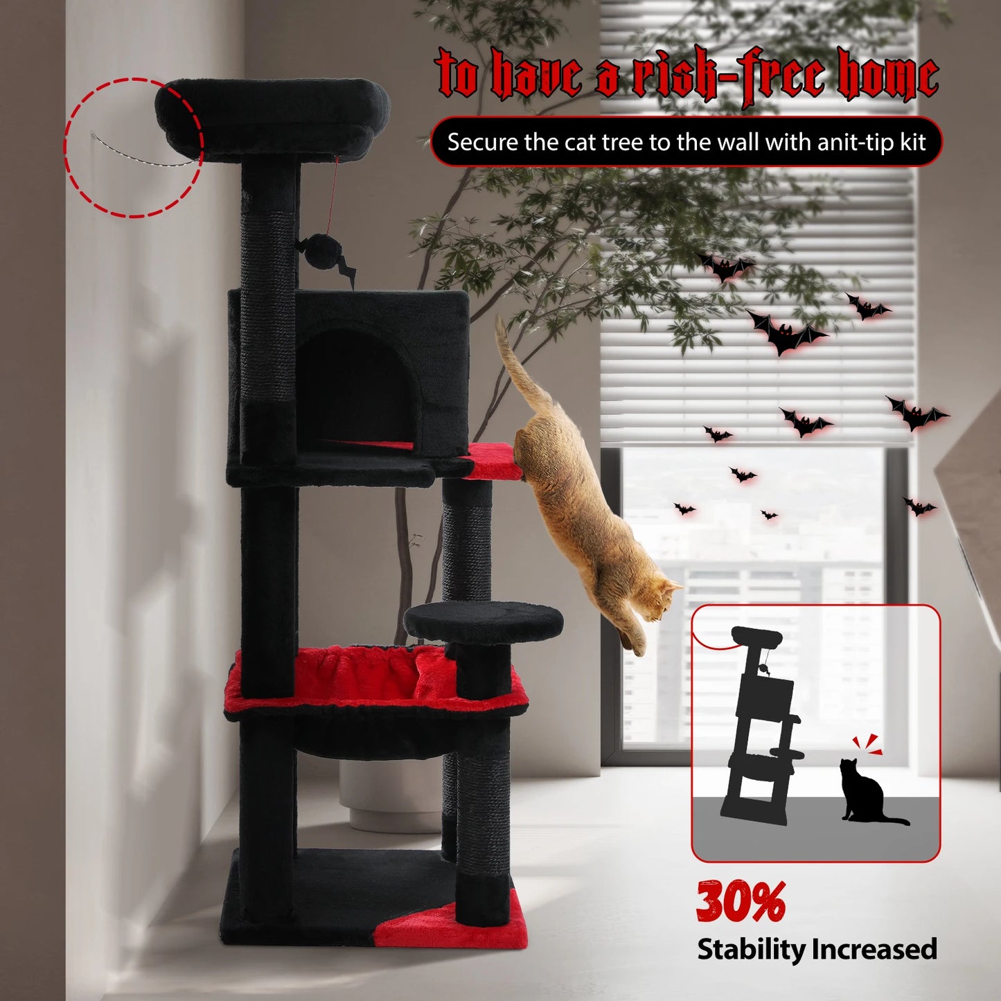 PAWZ Road 4 Tier Gothic Cat Tree For Indoor Cats
