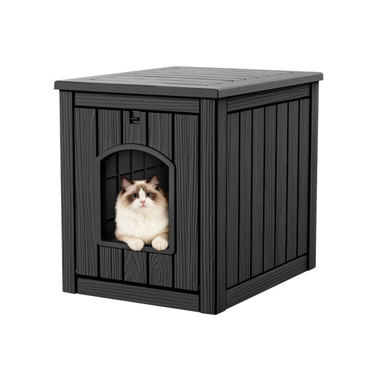 Waterproof Resin Cat House End Table Indoor Outdoor Pet Kennel