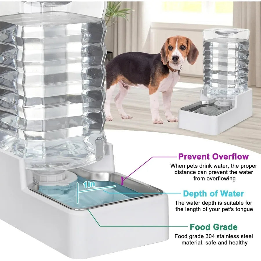 Automatic Pet Water Dispenser With Gravity Fed Stainless Bowl
