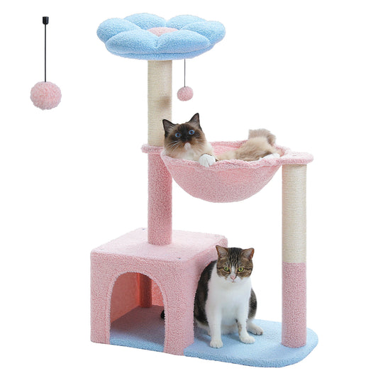 PETEPELACN Flower Cat Tree With Large Metal Frame Hammock
