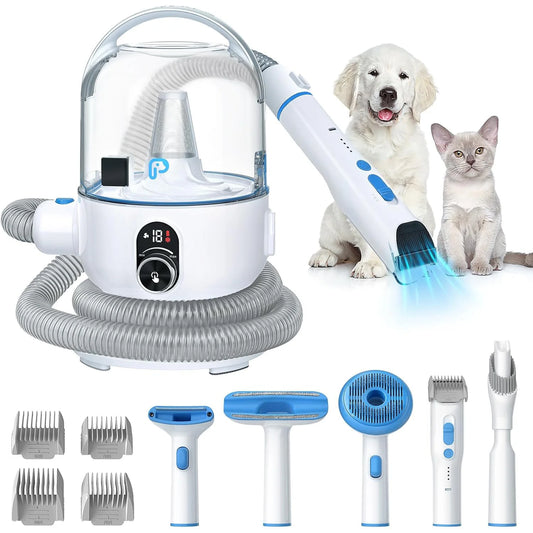 DishyKooker Pet Grooming Kit With Vacuum Suction And Tools For Mess Free Hair Cleanup