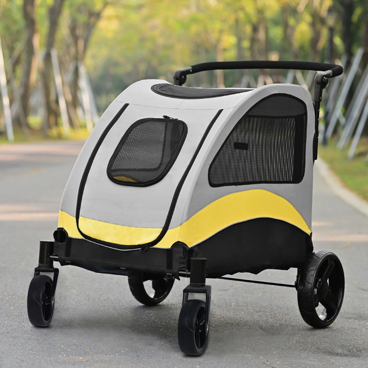 Portable Pet Stroller Four Wheel Foldable Travel Carrier