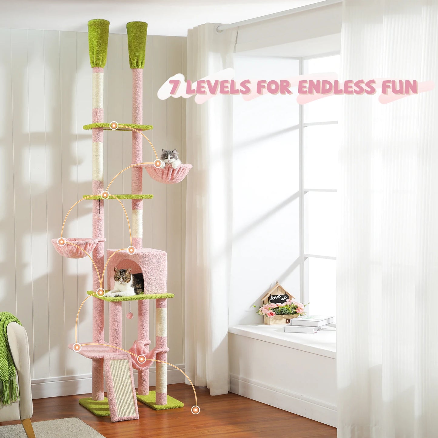 PAWZ Road Cactus Cat Tree Floor To Ceiling Tower