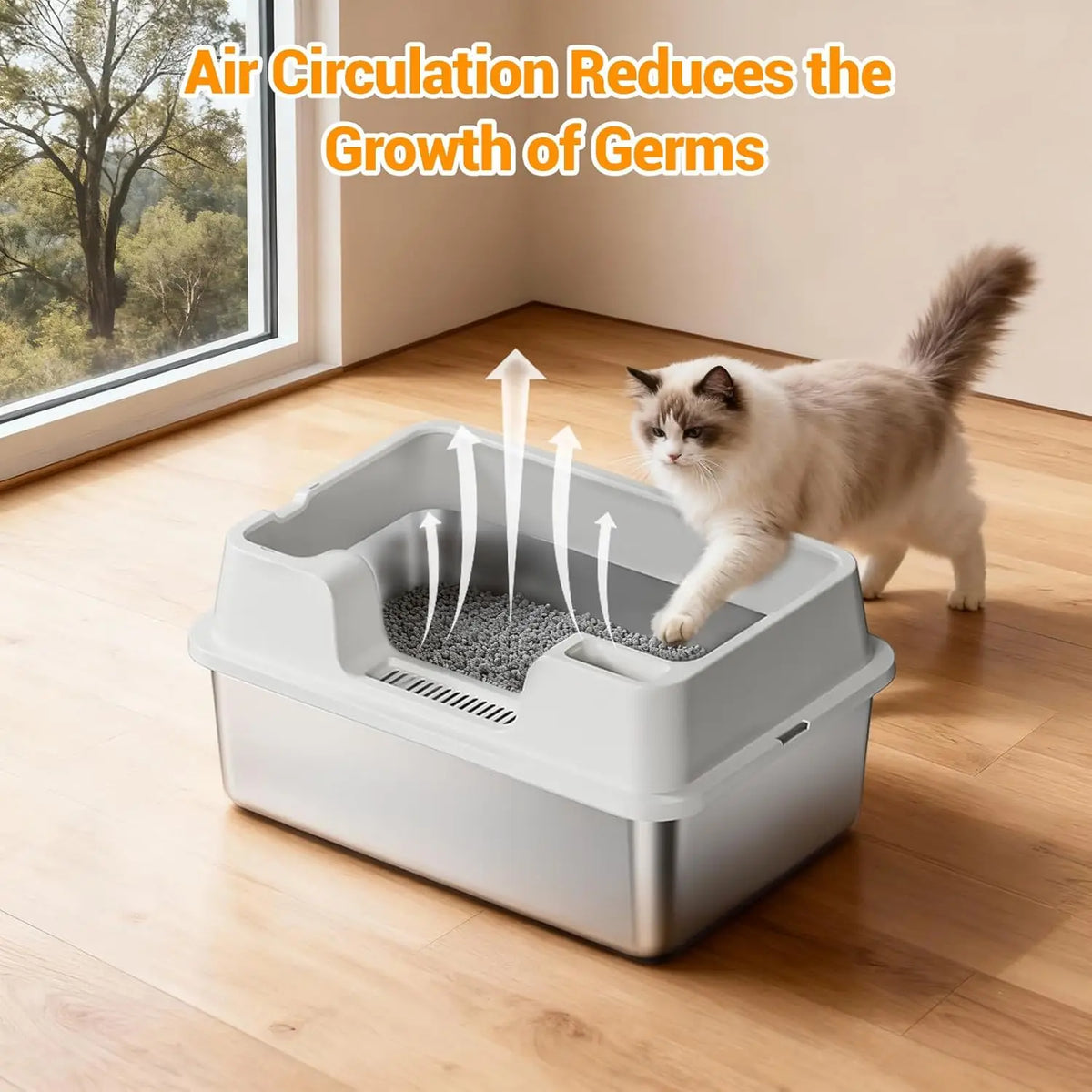 HiMISS Premium Stainless Steel Enclosed Cat Litter Box