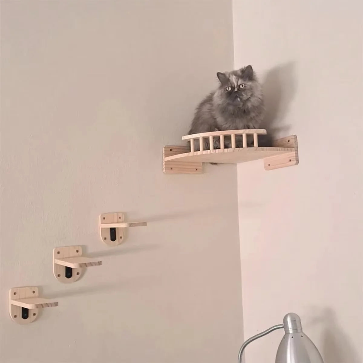 CWV Wall Mounted Cat Climbing Shelf With Corner Hammock