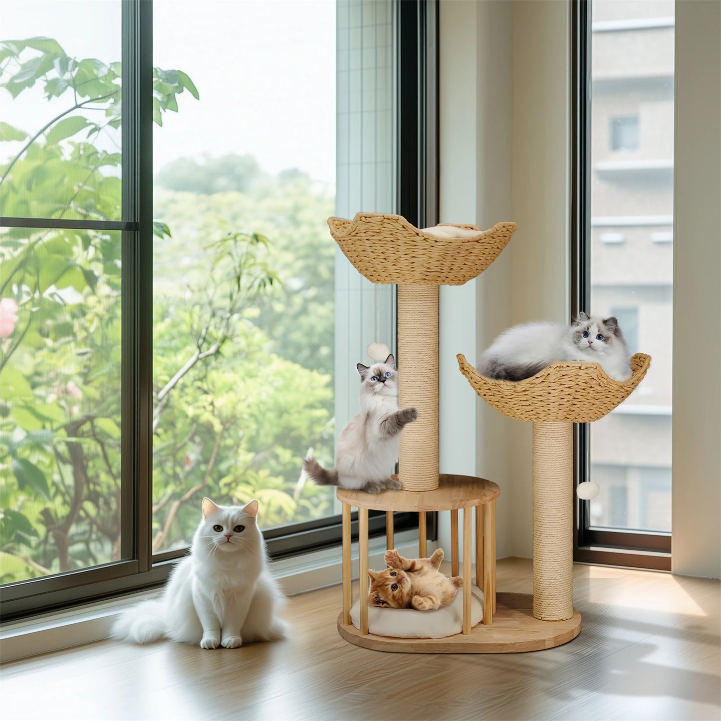 Bingopawcn Three Tier Cat Tree Tower Indoor Activity Center For Climbing Scratching Perches And Playtime