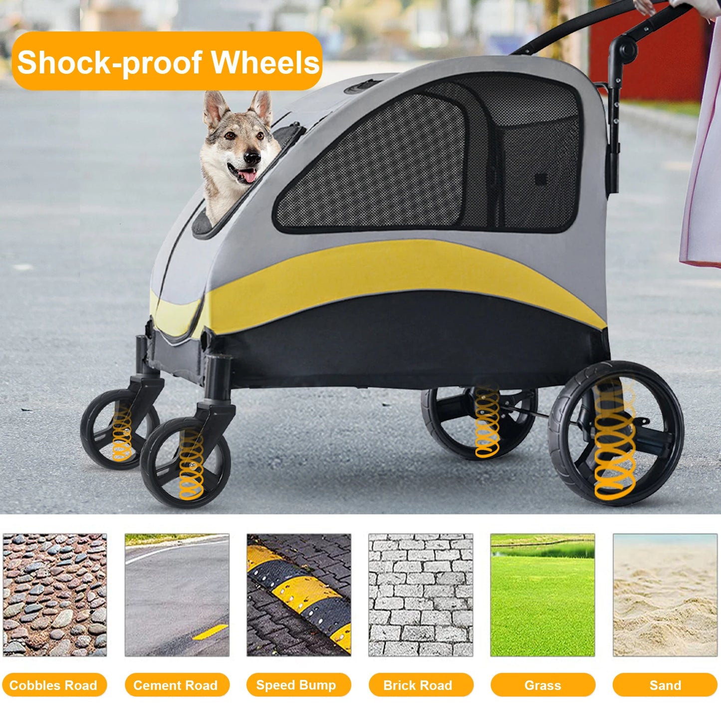 Portable Pet Stroller Four Wheel Foldable Travel Carrier
