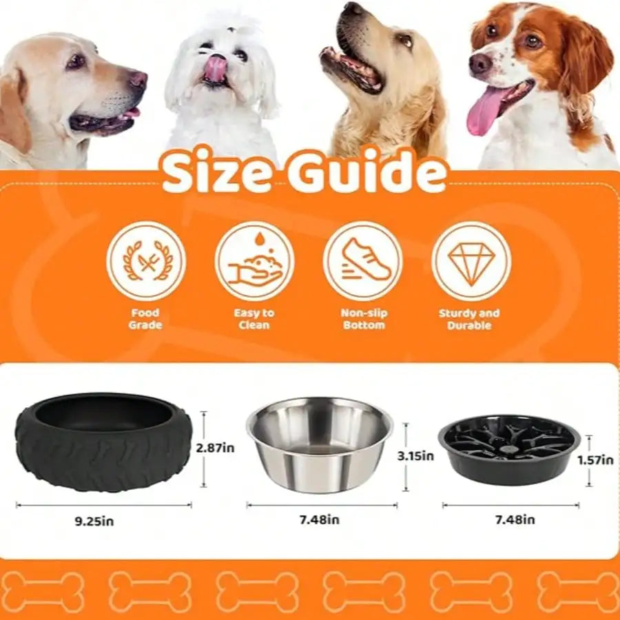 3-In-1 Slow Feed Dog Bowl With Non-Slip Suction