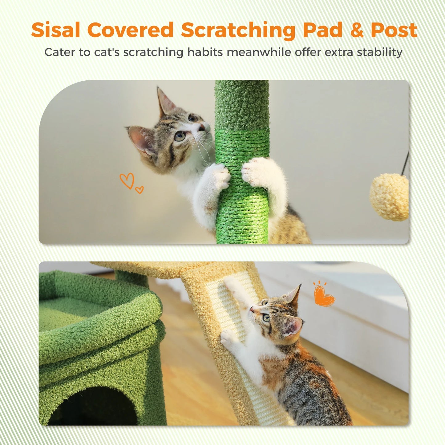PAWZ Road Small Cat Tree Indoor Tower With Sisal Scratching Post And Top Perch Cat Condo