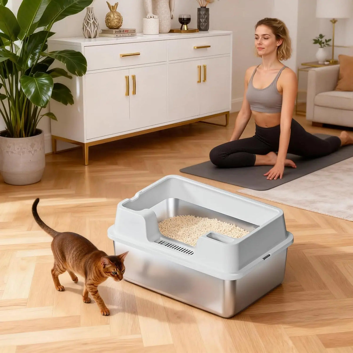HiMISS Premium Stainless Steel Enclosed Cat Litter Box
