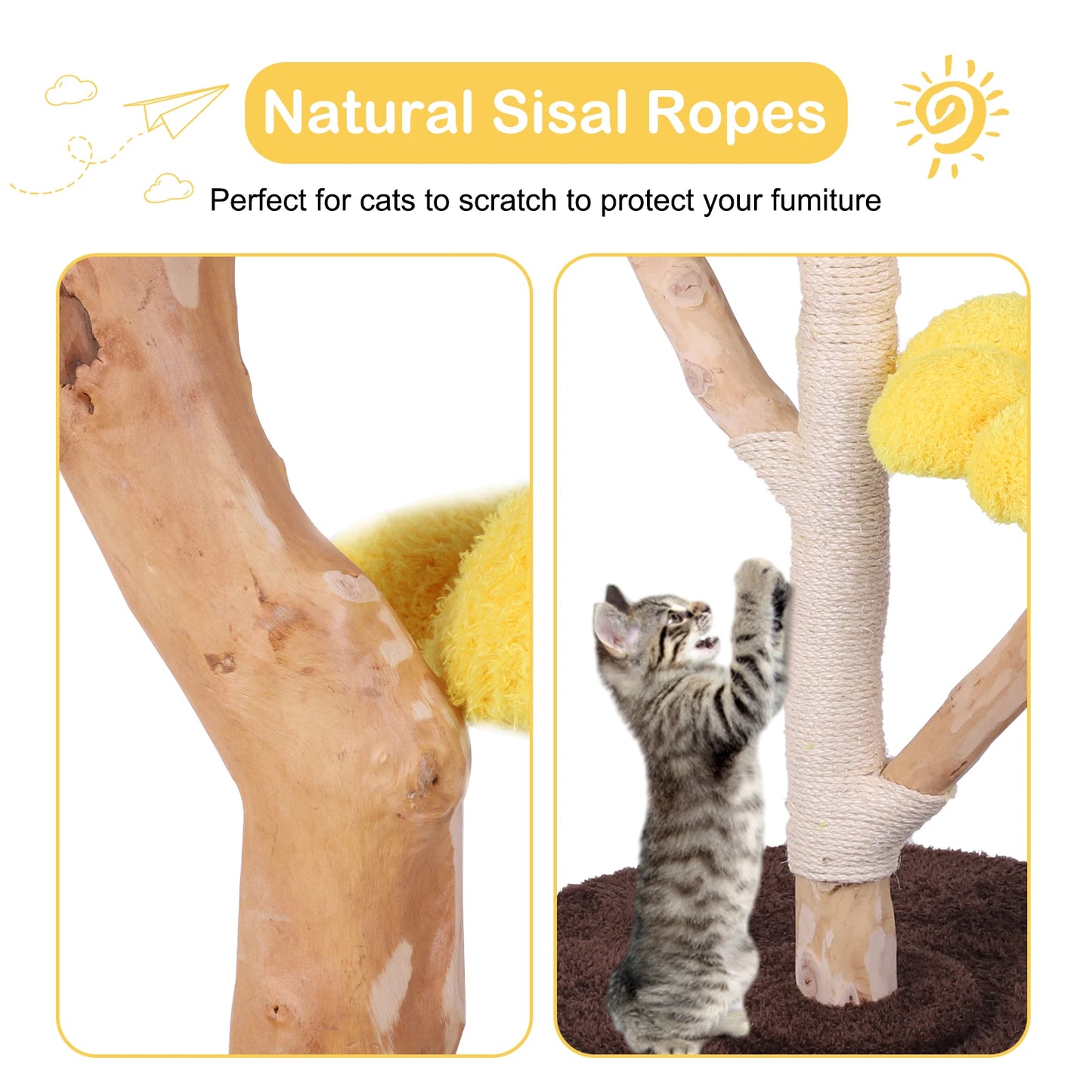 Guangdong Sunflower Cat Tree Tower With Natural Scratching Post For Playful Cats Of All Ages