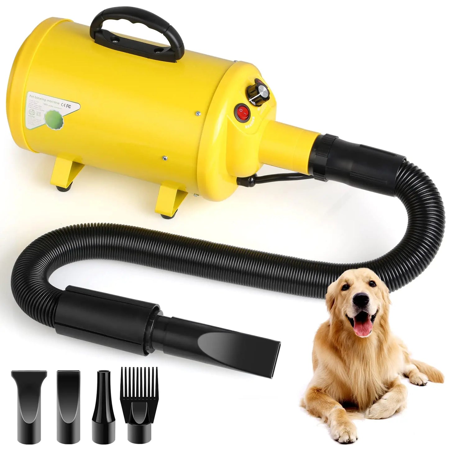 Dog Hair Dryer Grooming Blower with Heat and Stepless Speed