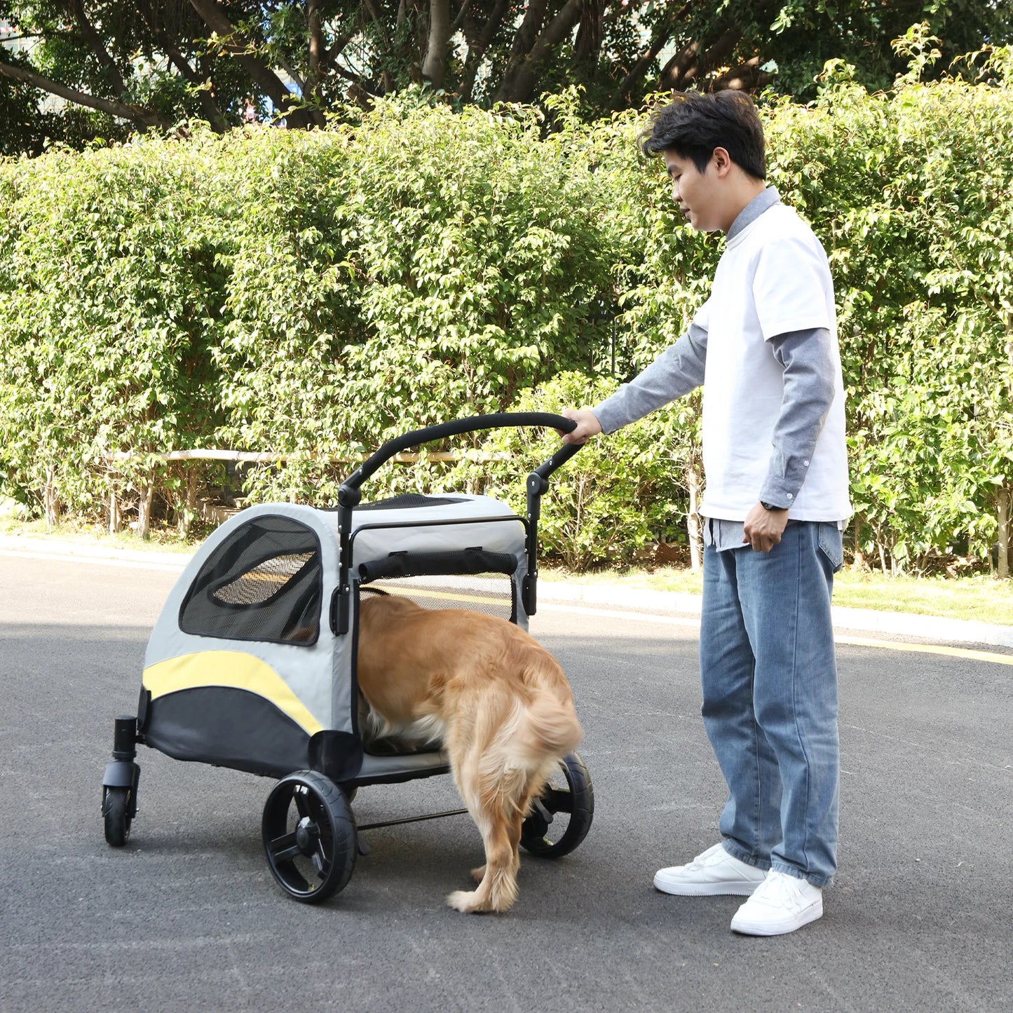 Portable Pet Stroller Four Wheel Foldable Travel Carrier