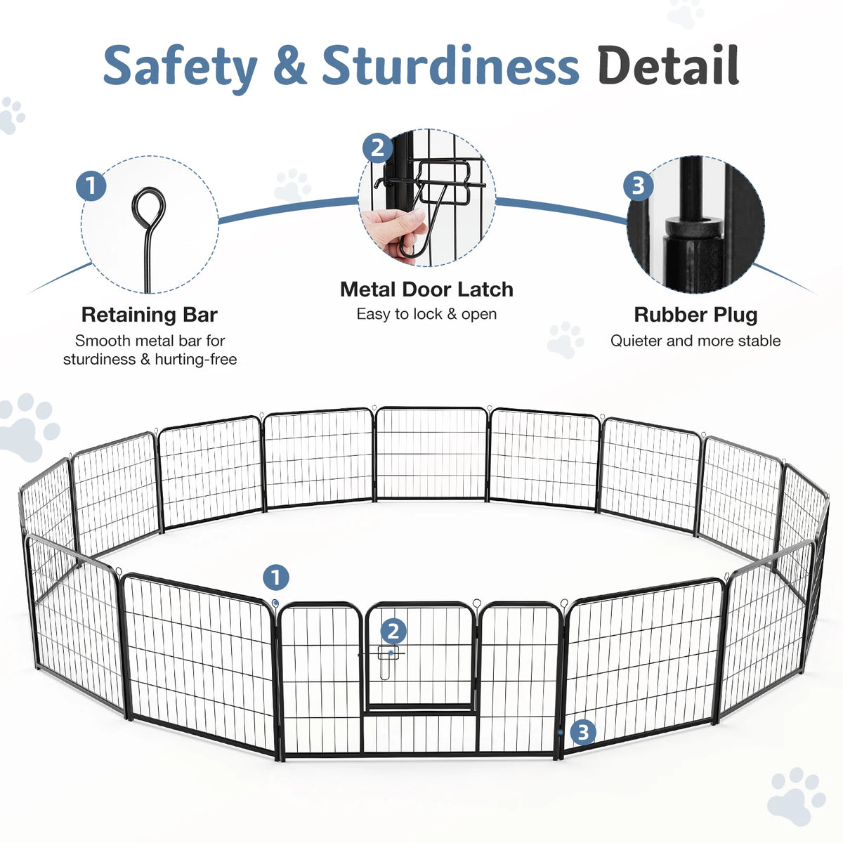 JHK Foldable Metal Dog Playpen Fence For Indoor Outdoor Use