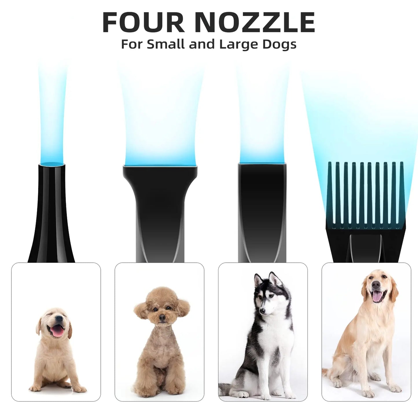 Dog Hair Dryer Grooming Blower with Heat and Stepless Speed