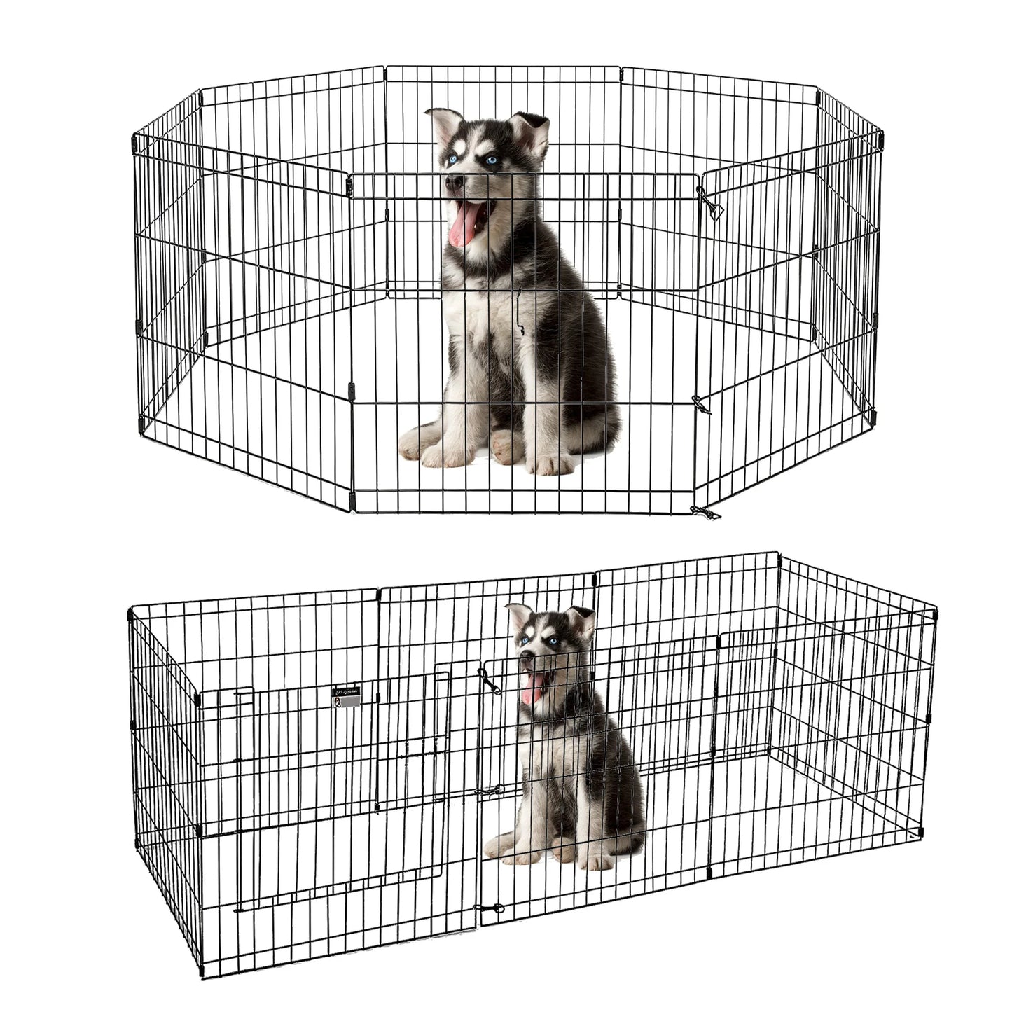 Foldable Metal Dog Playpen Indoor Outdoor Fence with Doors