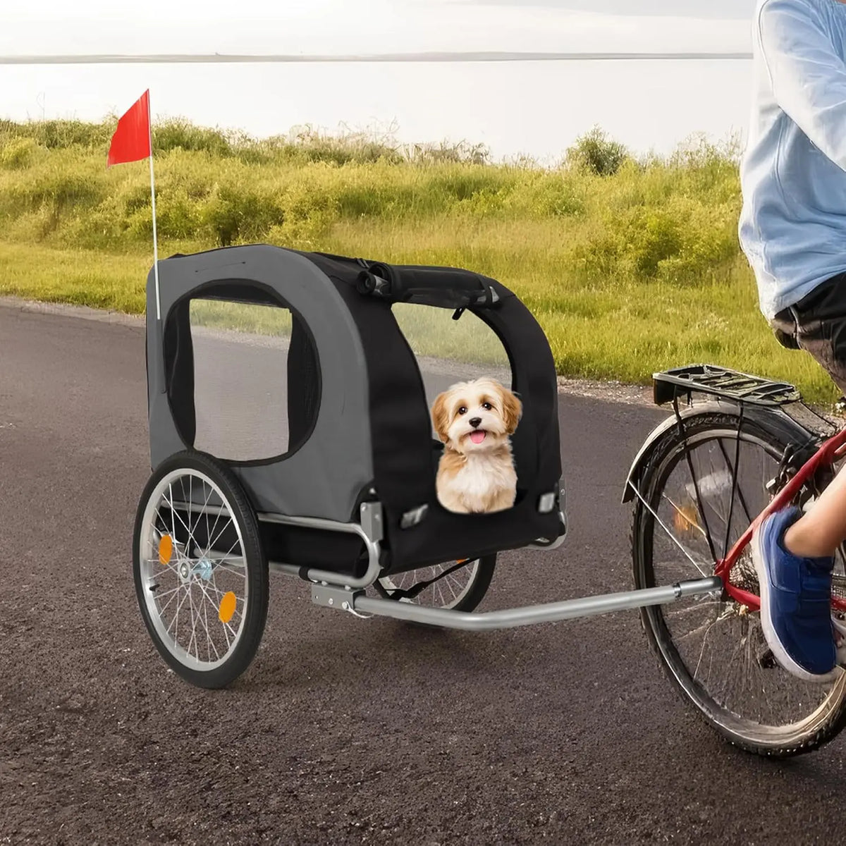 HiMiss Durable Dog Bicycle Trailer Jogging Transport