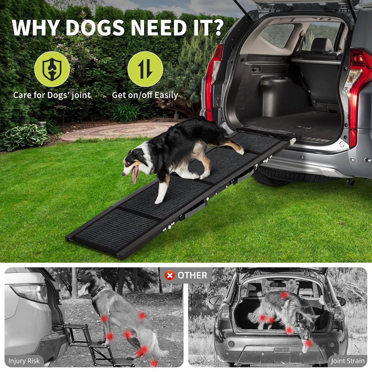 HiMISS Folding Dog Car Ramp With Non Slip Surface
