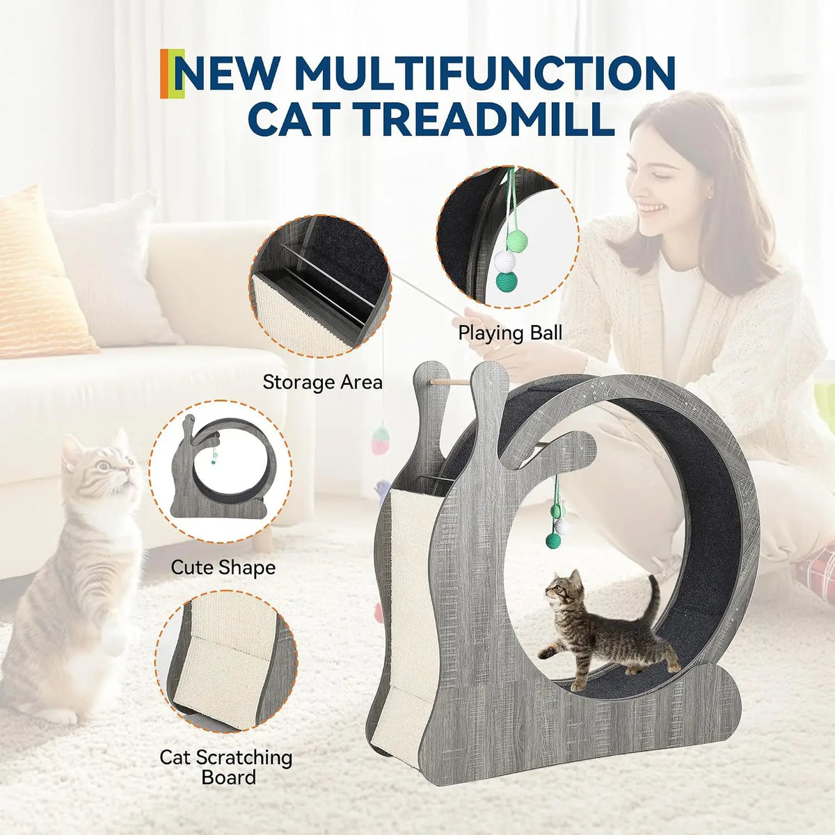 Garvee Cat Treadmill Exercise Wheel With Scratching Board