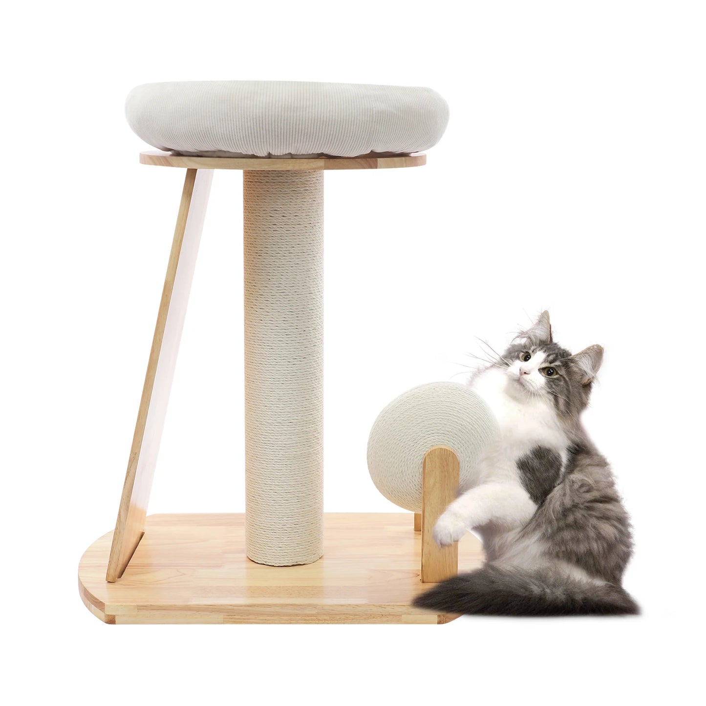 Sichuan Wood Cat Tree With Space Capsule And Scratching Pad