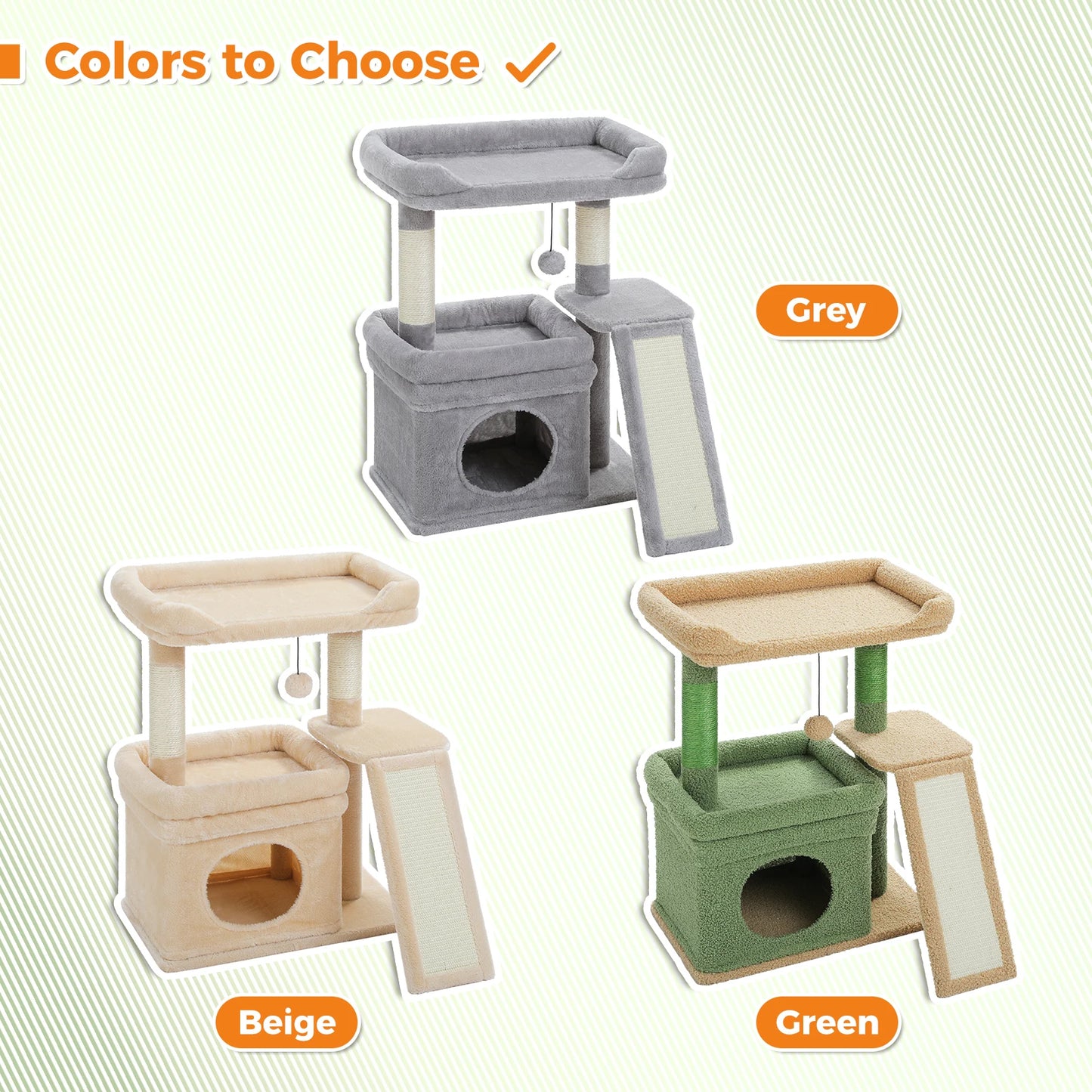 PAWZ Road PremiumPlus Indoor Cat Tree Tower With Durable ScratchingPostAccessorySet