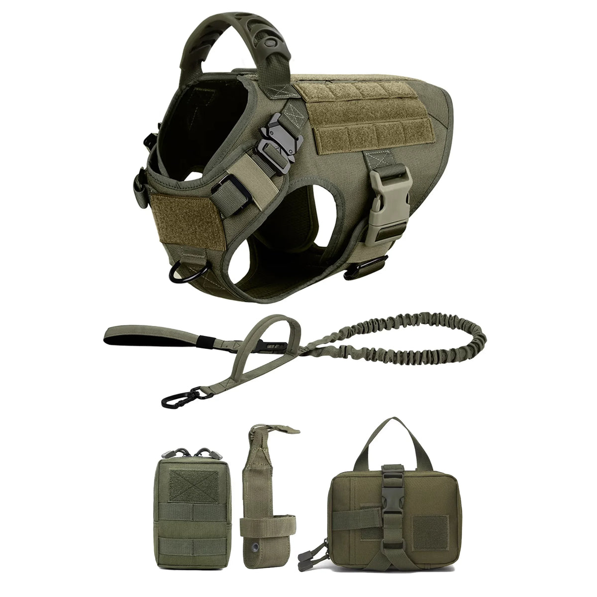 PetraVel Adjustable Tactical Dog Harness With Leash And Pack