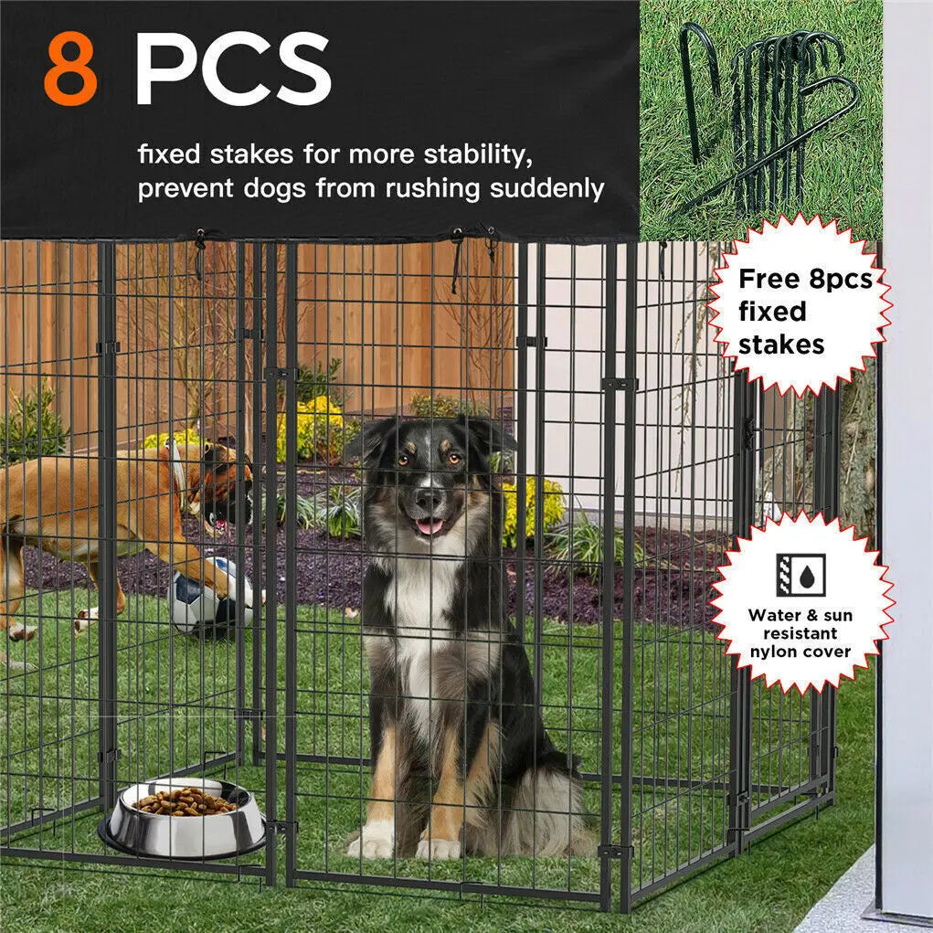 Outdoor Dog Kennel Enclosure With Roof And Cover