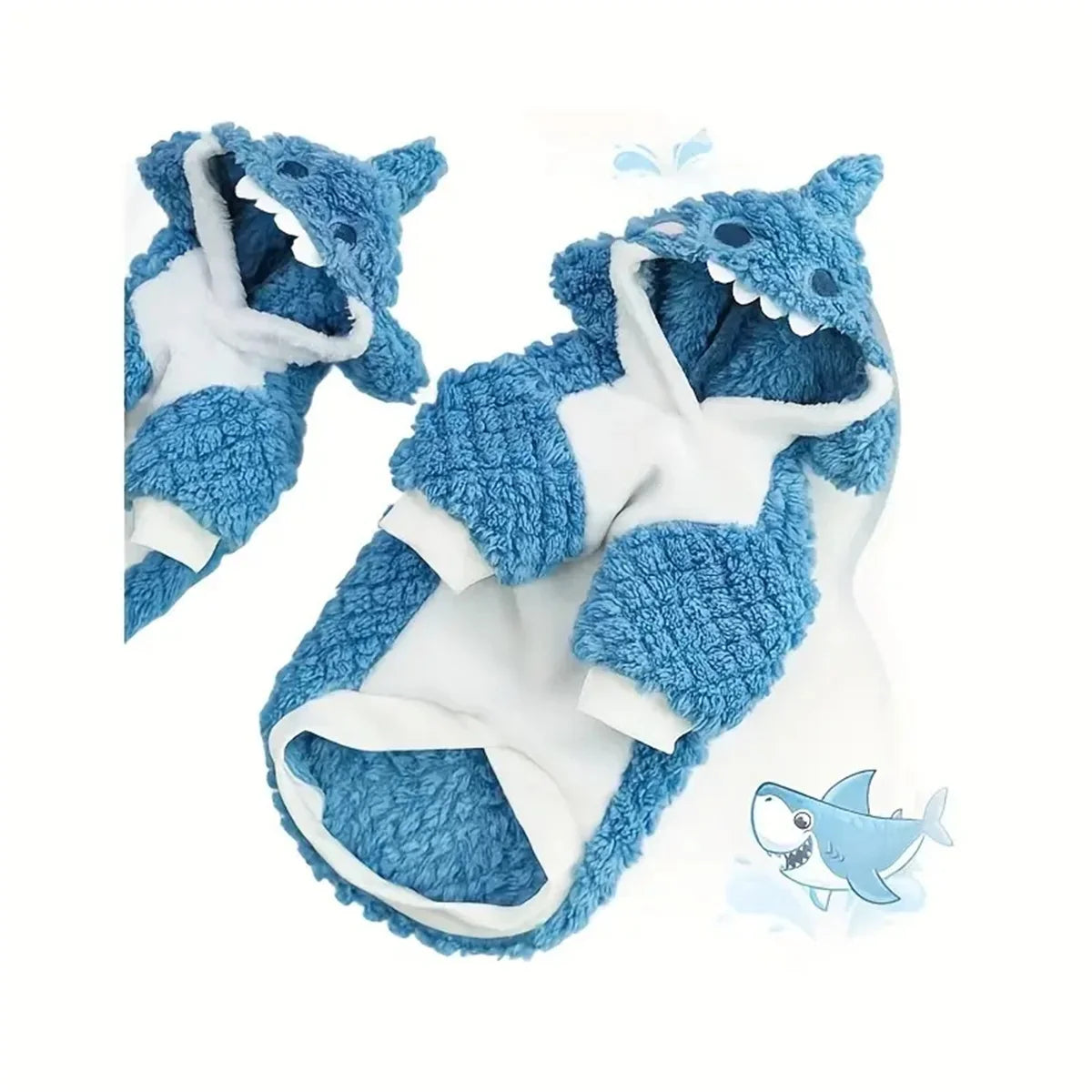 Cozy Shark Pet Hoodie Fleece Sweater For Dogs And Cats
