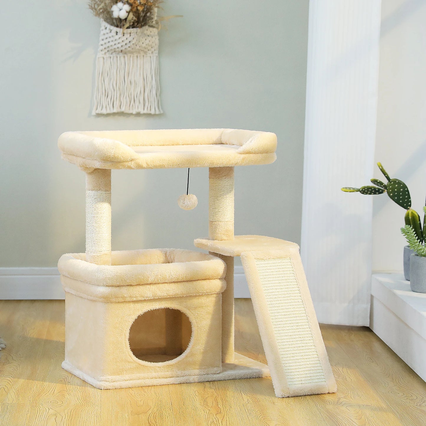 PAWZ Road Small Cat Tree Indoor Tower With Sisal Scratching Post And Top Perch Cat Condo