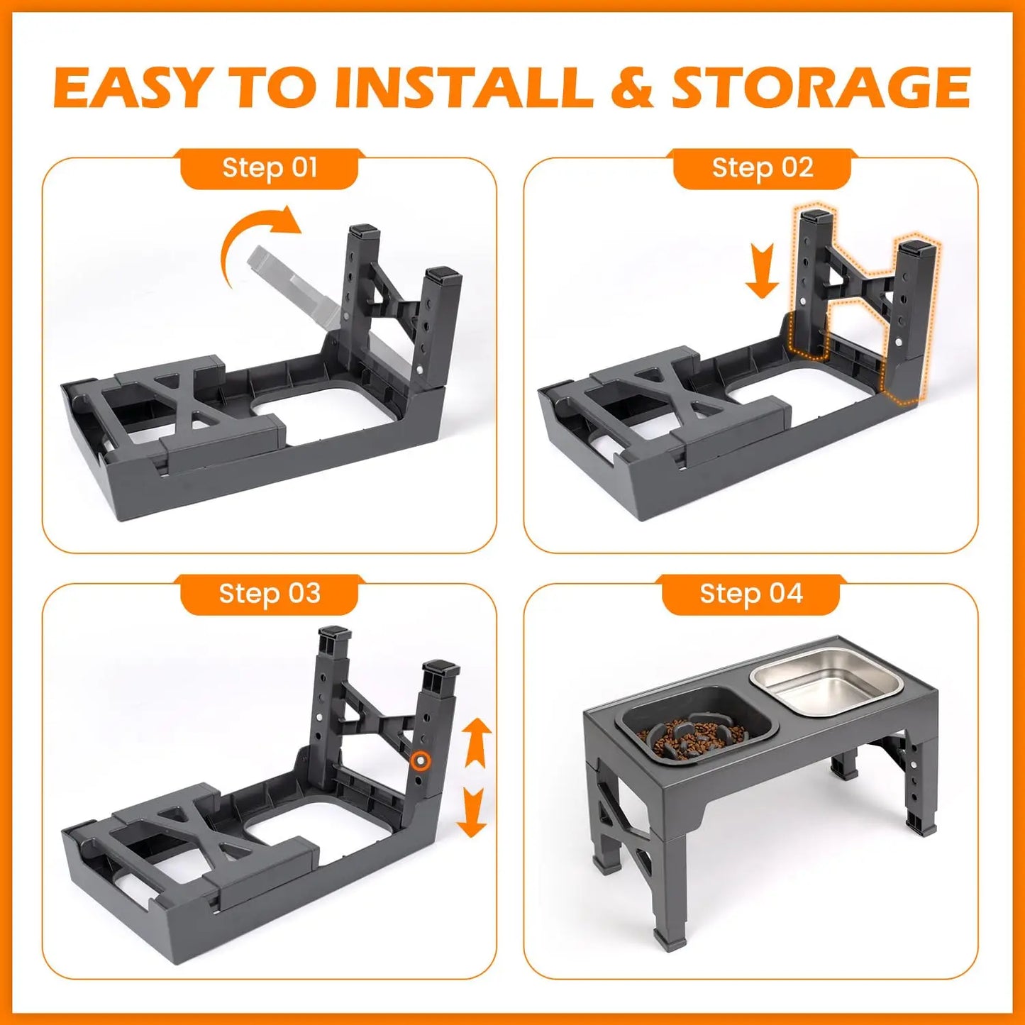 Elevated Slow Feeder Dog Bowls Non Slip With Foldable Stand