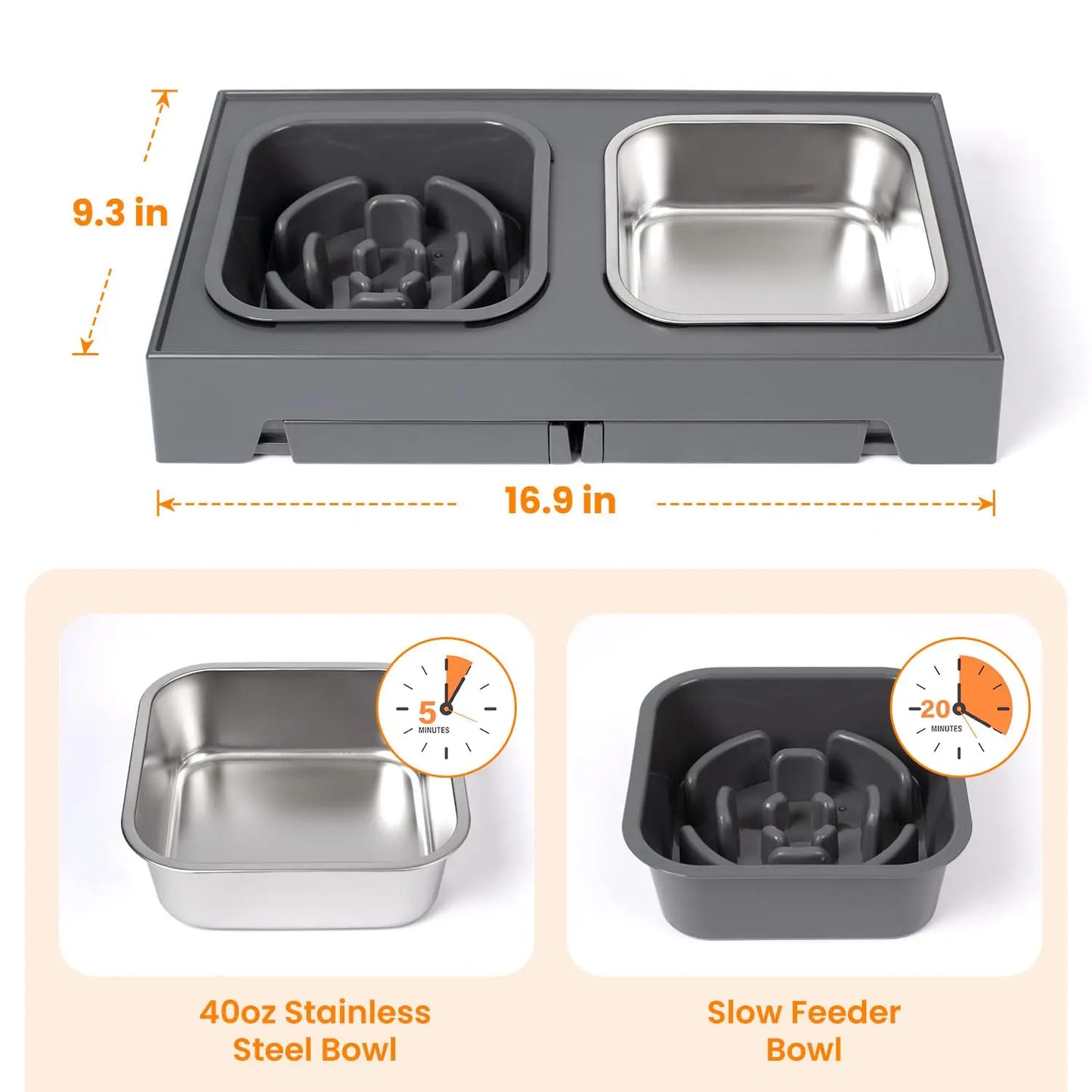 Elevated Slow Feeder Dog Bowls Non Slip With Foldable Stand