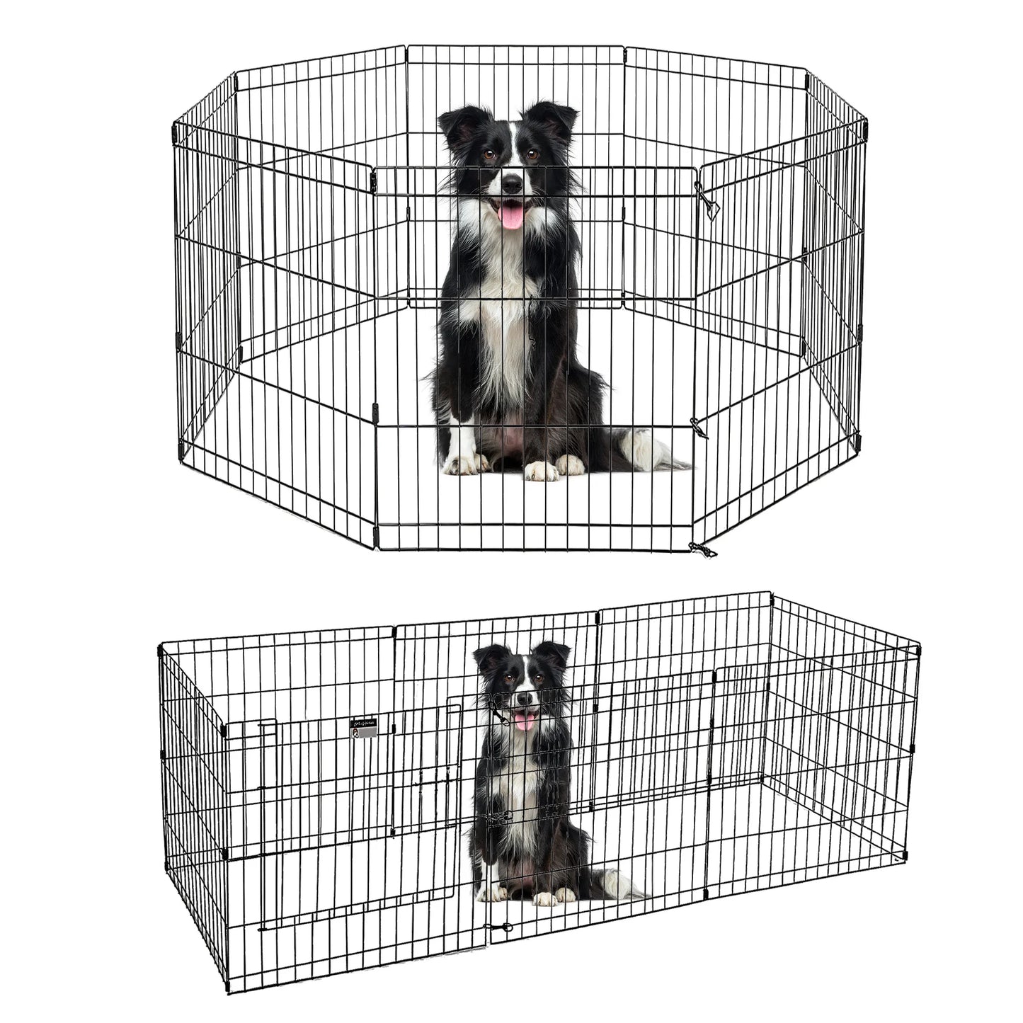Foldable Metal Dog Playpen Indoor Outdoor Fence with Doors
