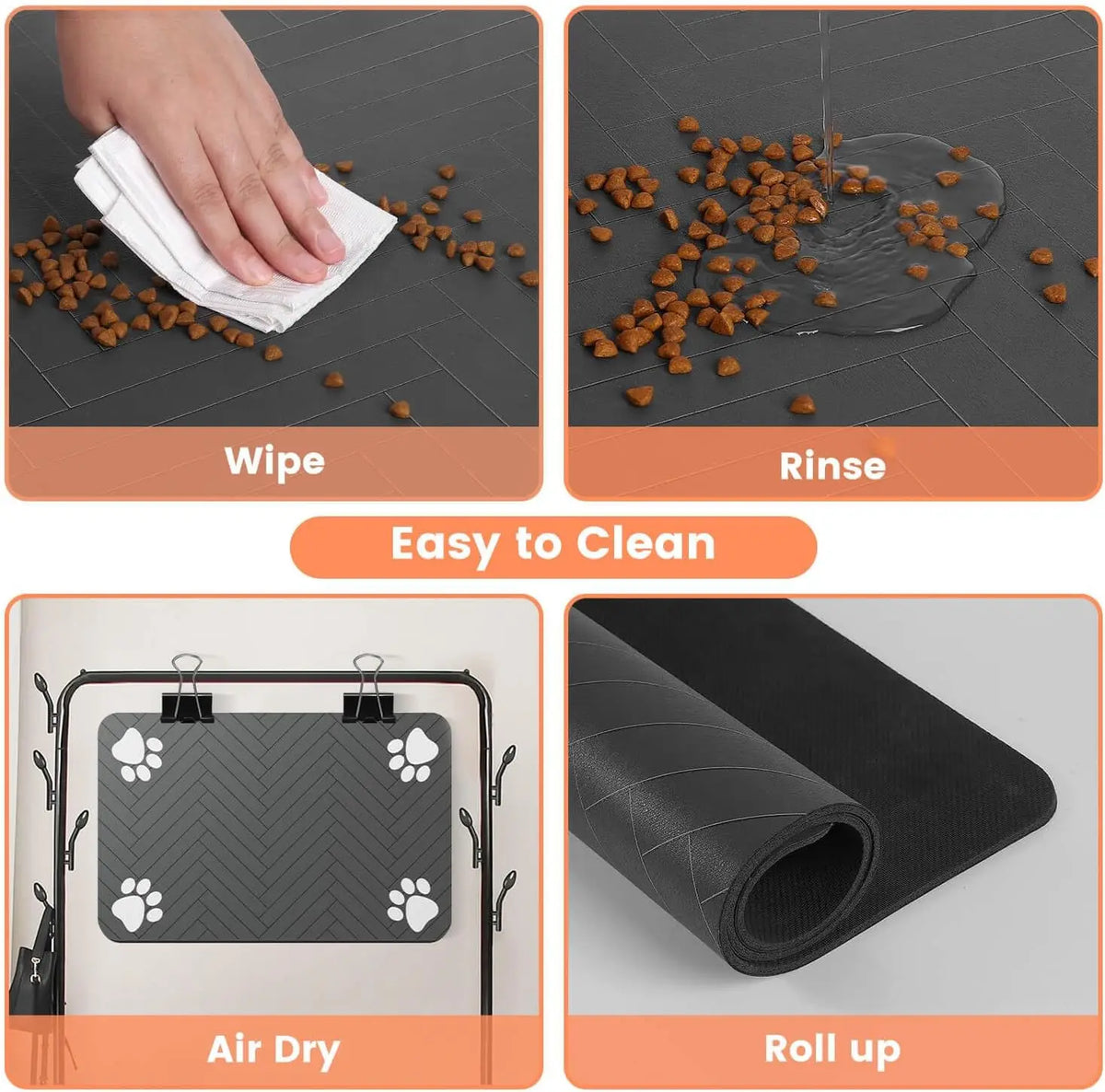 Quick Dry Absorbent Pet Feeding Mat With Waterproof Rubber Backing