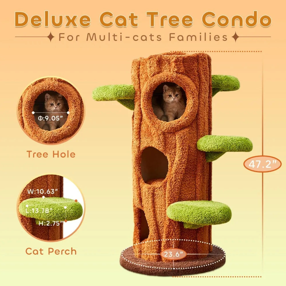 MKDK Luxury Natural Cat Tree Indoor Multi Level Tower